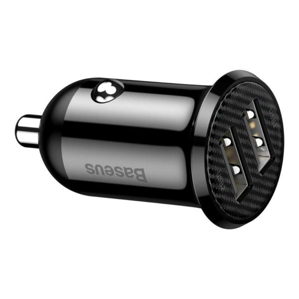 Baseus Grain Pro Car Charger (Dual USB 4.8A ) Black Baseus Grain Pro Car Charger (Dual USB 4.8A ) Black